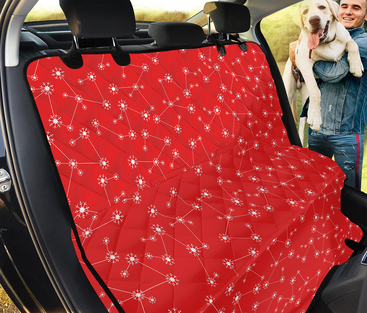 Red And White Snowflake Pattern Print Pet Car Back Seat Cover