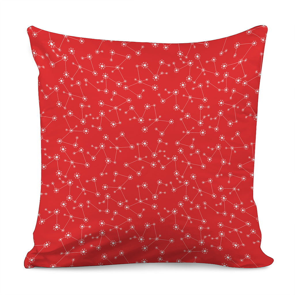 Red And White Snowflake Pattern Print Pillow Cover
