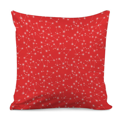 Red And White Snowflake Pattern Print Pillow Cover