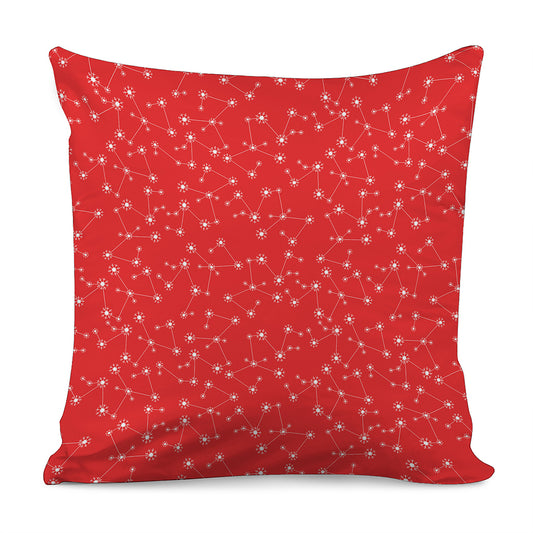 Red And White Snowflake Pattern Print Pillow Cover
