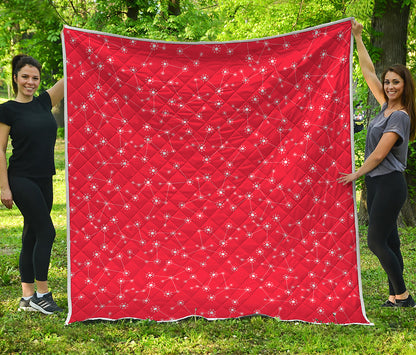 Red And White Snowflake Pattern Print Quilt