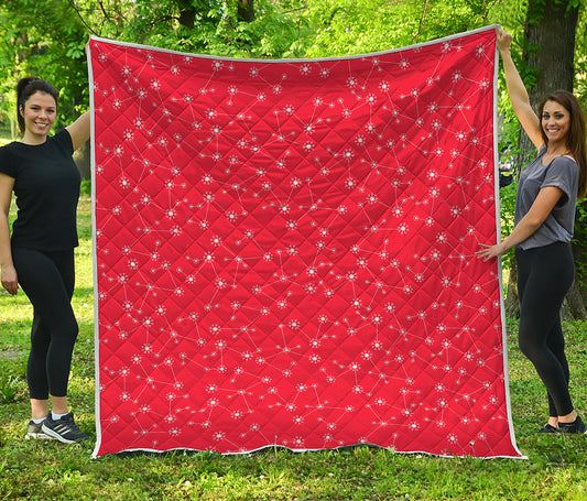 Red And White Snowflake Pattern Print Quilt