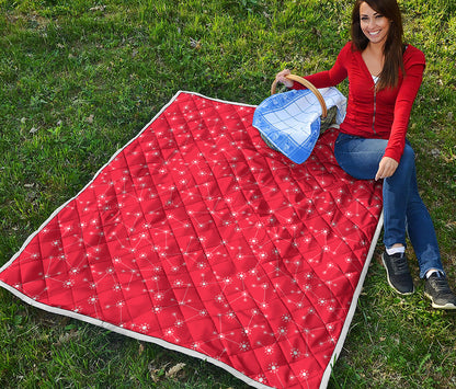 Red And White Snowflake Pattern Print Quilt