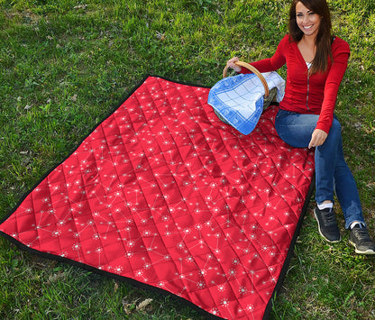 Red And White Snowflake Pattern Print Quilt