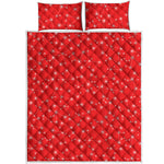 Red And White Snowflake Pattern Print Quilt Bed Set
