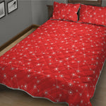 Red And White Snowflake Pattern Print Quilt Bed Set