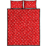 Red And White Snowflake Pattern Print Quilt Bed Set