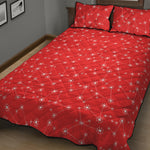 Red And White Snowflake Pattern Print Quilt Bed Set
