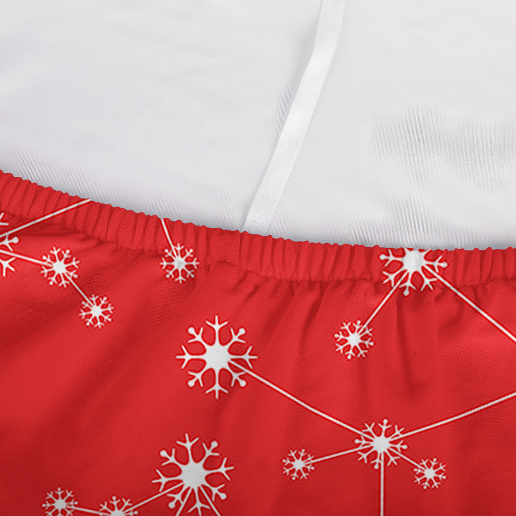 Red And White Snowflake Pattern Print Sofa Cover