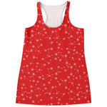 Red And White Snowflake Pattern Print Women's Racerback Tank Top
