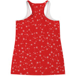 Red And White Snowflake Pattern Print Women's Racerback Tank Top