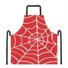 Red And White Spider Web Pattern Print Apron