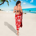 Red And White Spider Web Pattern Print Beach Sarong Wrap