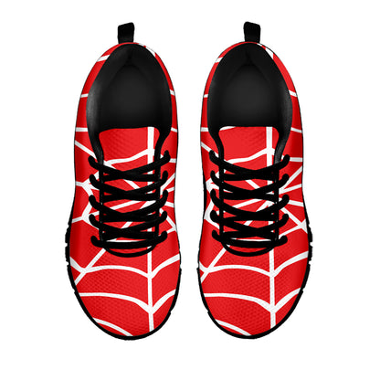 Red And White Spider Web Pattern Print Black Sneakers