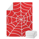 Red And White Spider Web Pattern Print Blanket