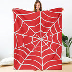 Red And White Spider Web Pattern Print Blanket