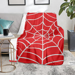 Red And White Spider Web Pattern Print Blanket