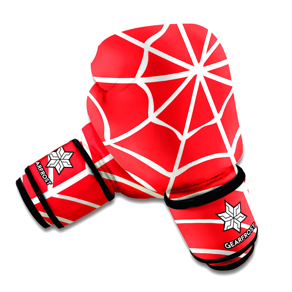Red And White Spider Web Pattern Print Boxing Gloves