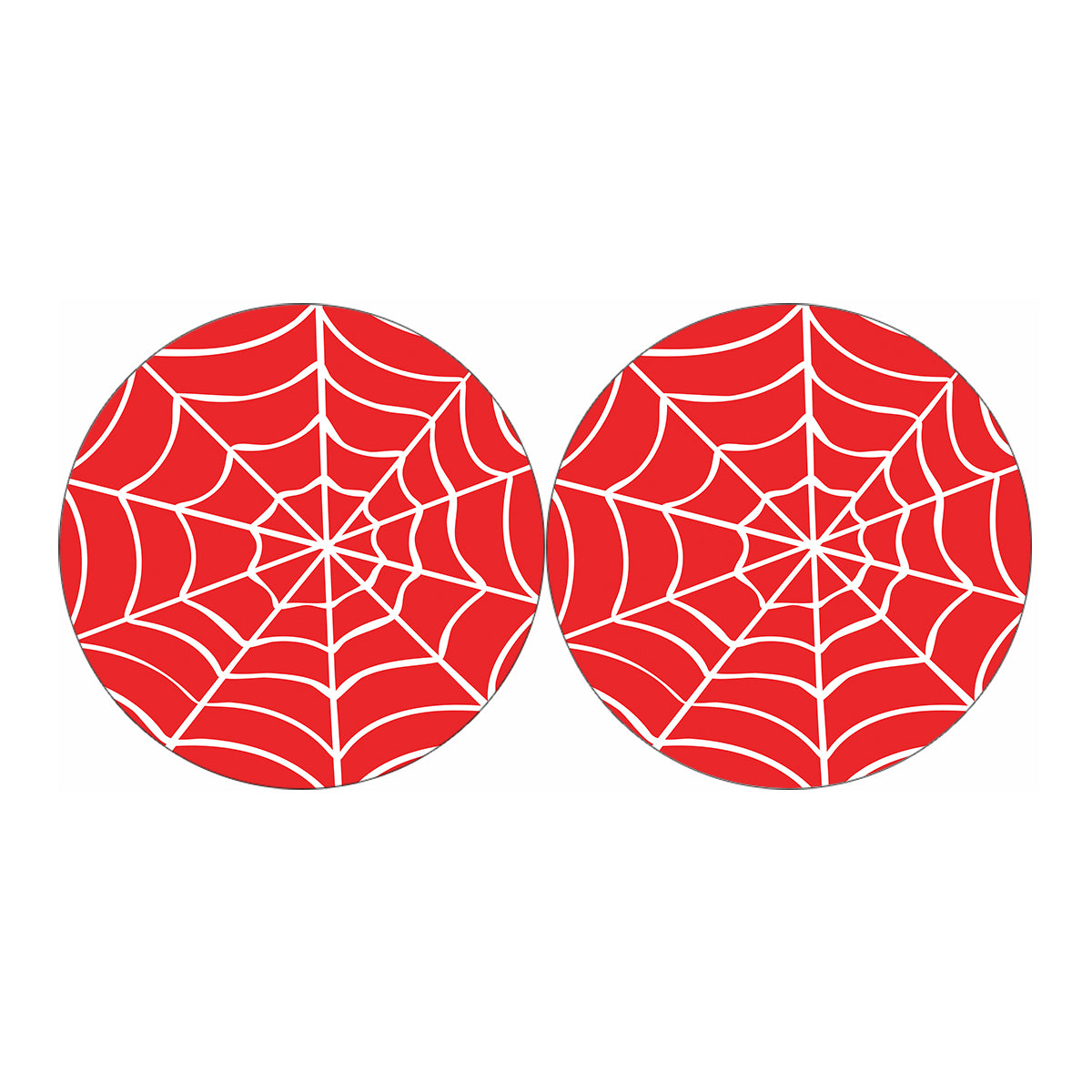 Red And White Spider Web Pattern Print Car Coasters