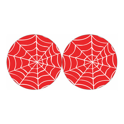 Red And White Spider Web Pattern Print Car Coasters