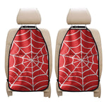 Red And White Spider Web Pattern Print Car Seat Organizers