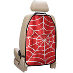 Red And White Spider Web Pattern Print Car Seat Organizers