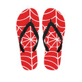 Red And White Spider Web Pattern Print Flip Flops