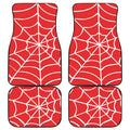Red And White Spider Web Pattern Print Front and Back Car Floor Mats