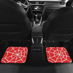 Red And White Spider Web Pattern Print Front and Back Car Floor Mats
