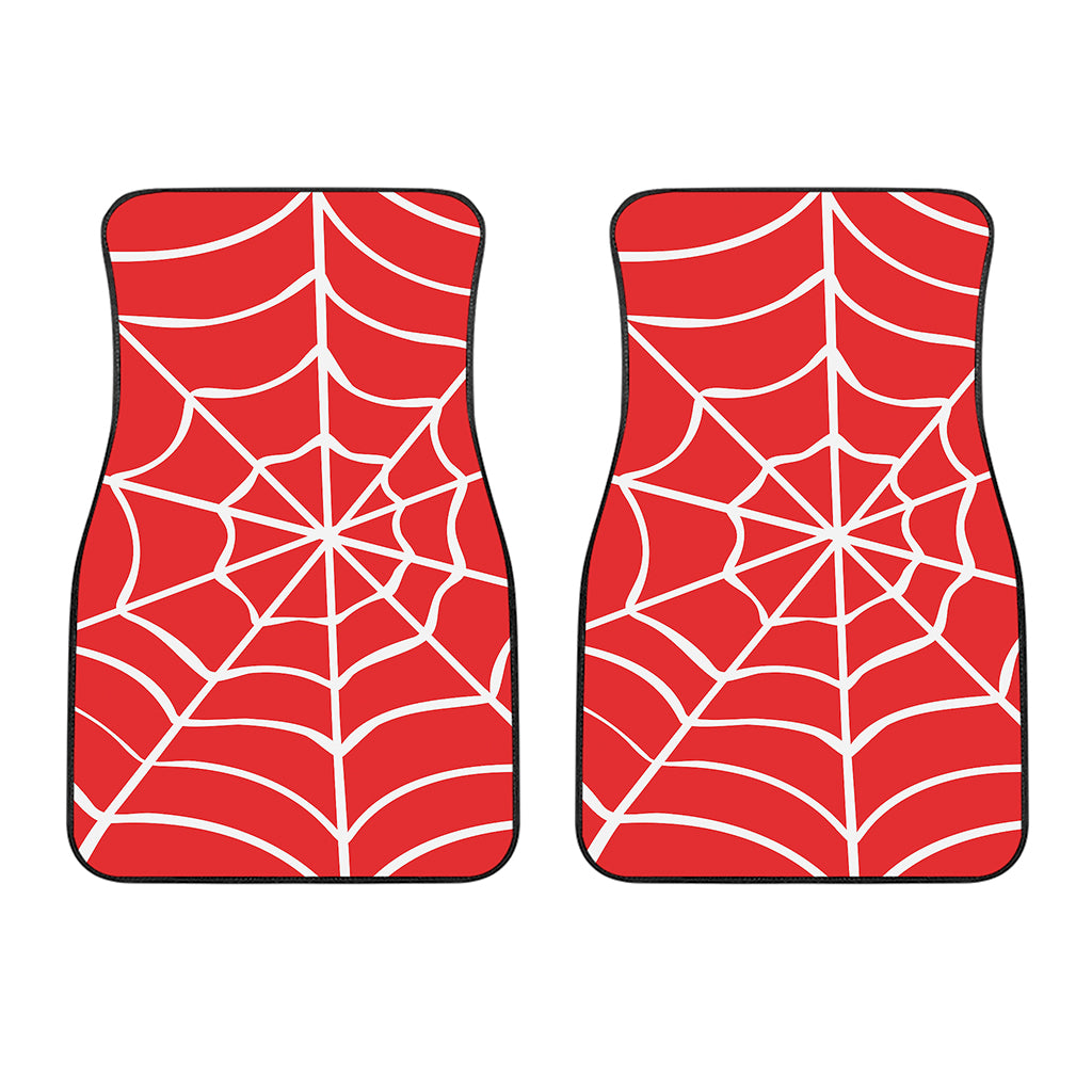 Red And White Spider Web Pattern Print Front Car Floor Mats