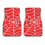 Red And White Spider Web Pattern Print Front Car Floor Mats