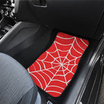 Red And White Spider Web Pattern Print Front Car Floor Mats