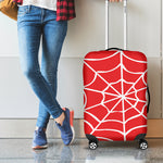 Red And White Spider Web Pattern Print Luggage Cover