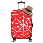 Red And White Spider Web Pattern Print Luggage Cover