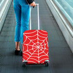 Red And White Spider Web Pattern Print Luggage Cover