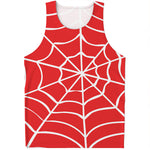 Red And White Spider Web Pattern Print Men's Tank Top