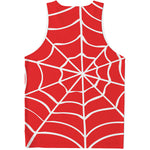 Red And White Spider Web Pattern Print Men's Tank Top