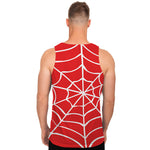 Red And White Spider Web Pattern Print Men's Tank Top
