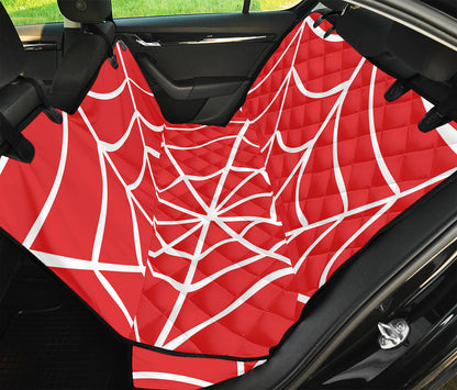 Red And White Spider Web Pattern Print Pet Car Back Seat Cover