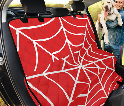 Red And White Spider Web Pattern Print Pet Car Back Seat Cover