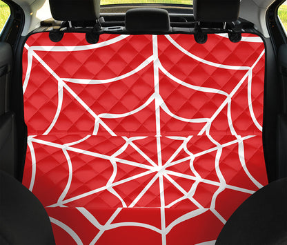 Red And White Spider Web Pattern Print Pet Car Back Seat Cover