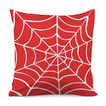 Red And White Spider Web Pattern Print Pillow Cover