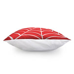 Red And White Spider Web Pattern Print Pillow Cover