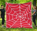 Red And White Spider Web Pattern Print Quilt