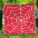 Red And White Spider Web Pattern Print Quilt