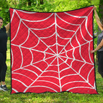 Red And White Spider Web Pattern Print Quilt