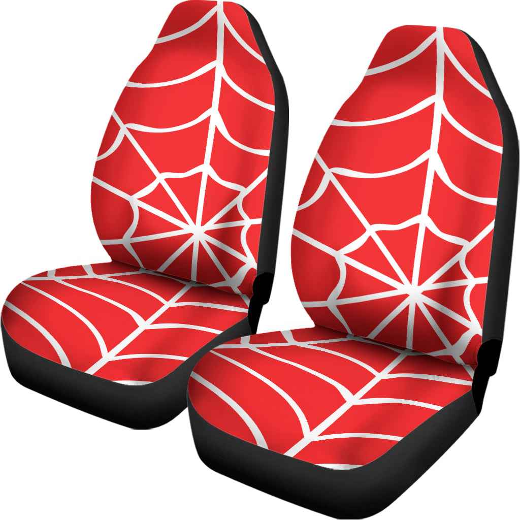 Red And White Spider Web Pattern Print Universal Fit Car Seat Covers