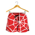 Red And White Spider Web Pattern Print Women's Shorts