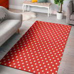 Red And White Star Pattern Print Area Rug