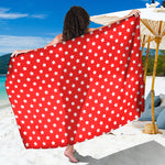 Red And White Star Pattern Print Beach Sarong Wrap